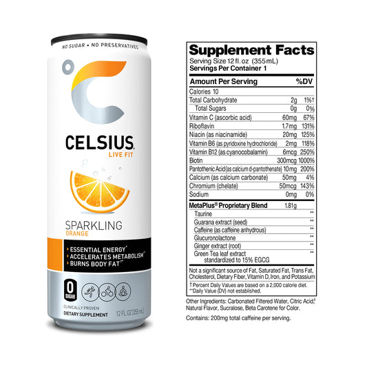 CELSIUS 12/12OZ SPARKLING ORANGE